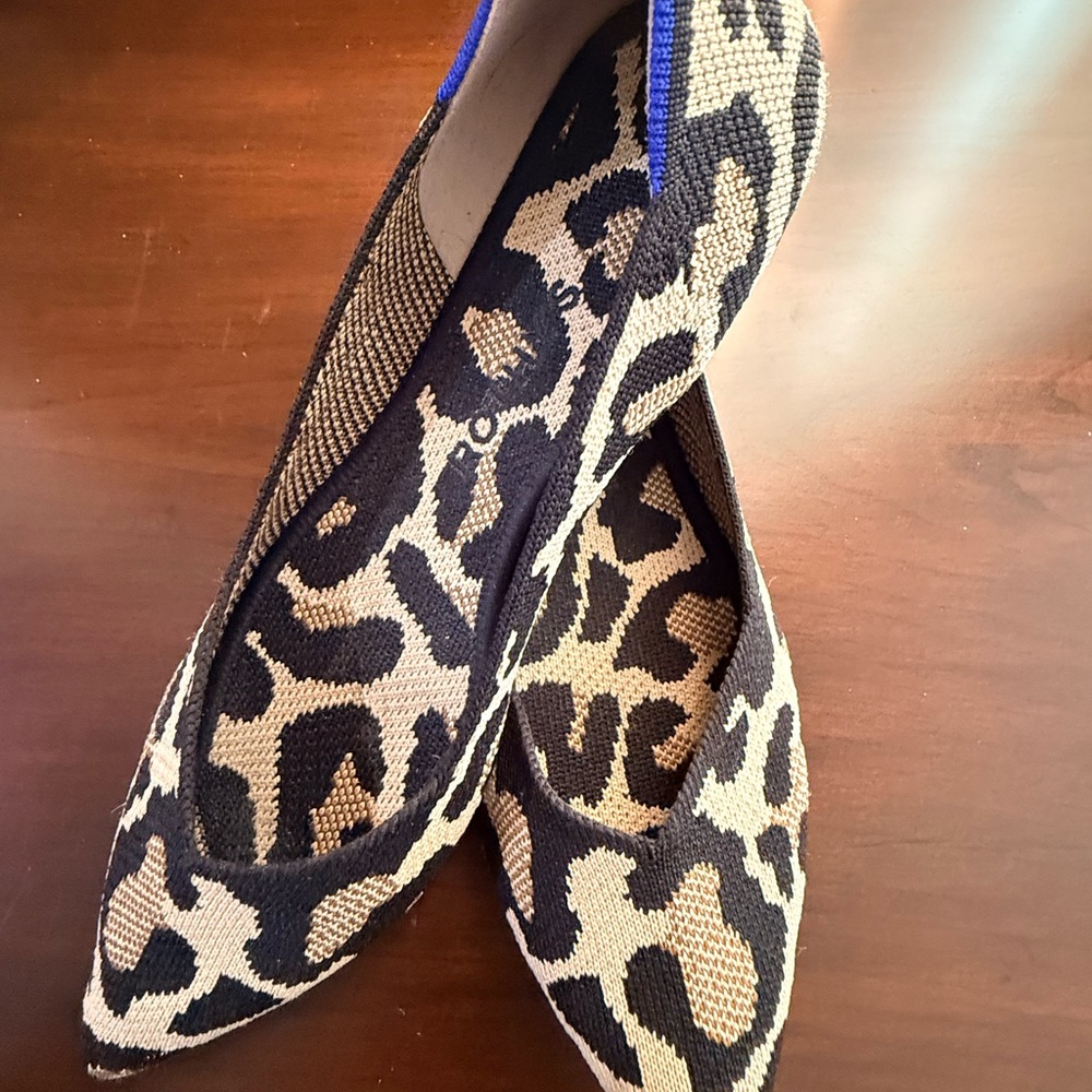 Rothy's Animal Print Flats with Blue Highlights